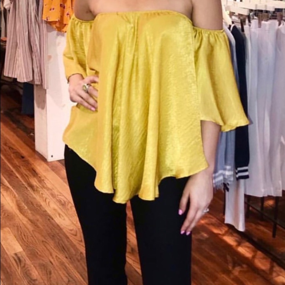 Silky off the shoulder blouse.